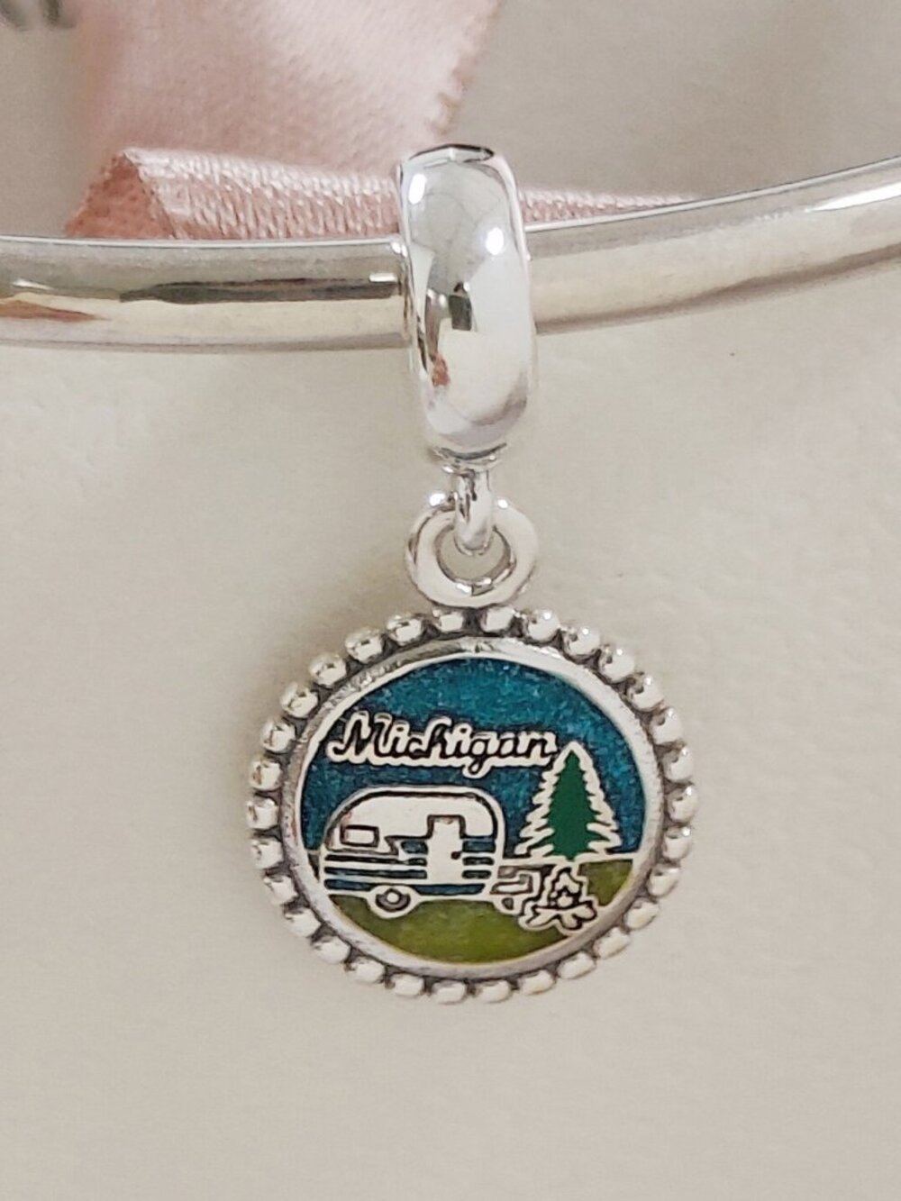 Pandora Michigan Camper Dangle Charm Exclusive Travel Pendant S925 Silver